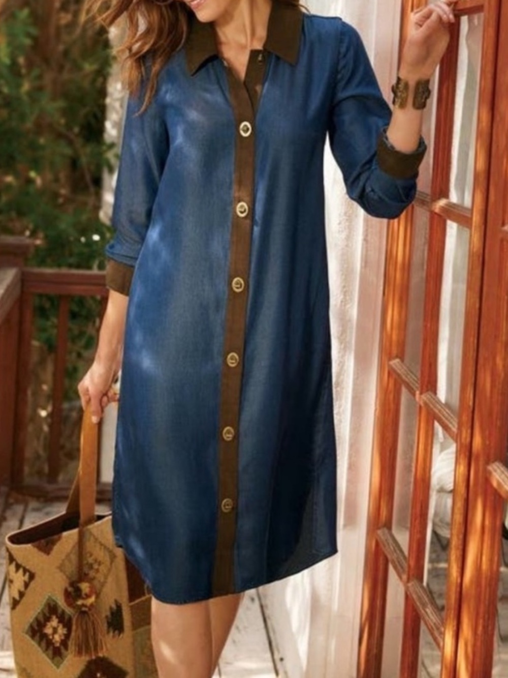 NEW Soft Surroundings Icons Urbina Chambray Shirt Dress Small Petite NWT. 2